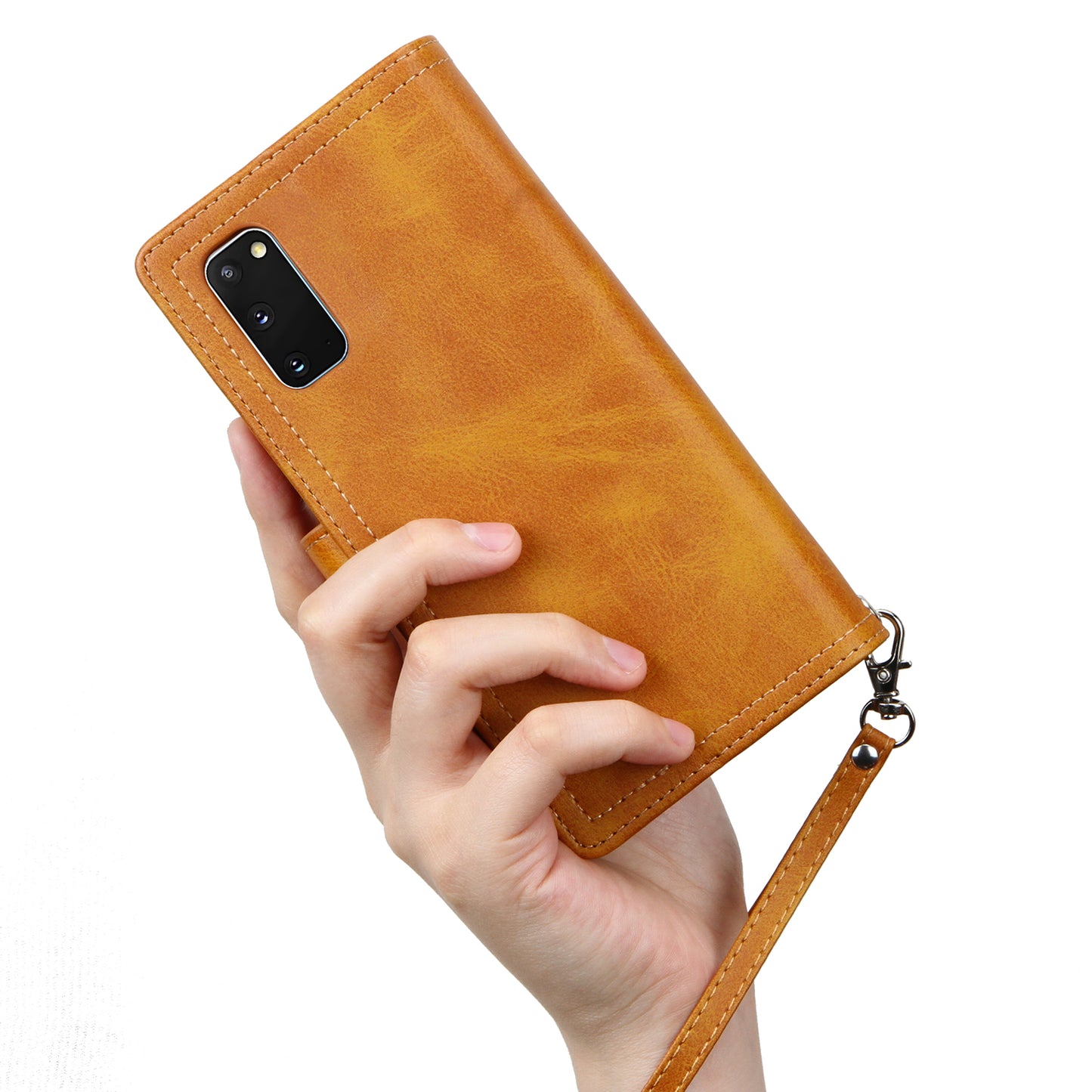Multiple Card Slots Leather Phone Case for Samsung Galaxy S20 4G/S20 5G - Brown