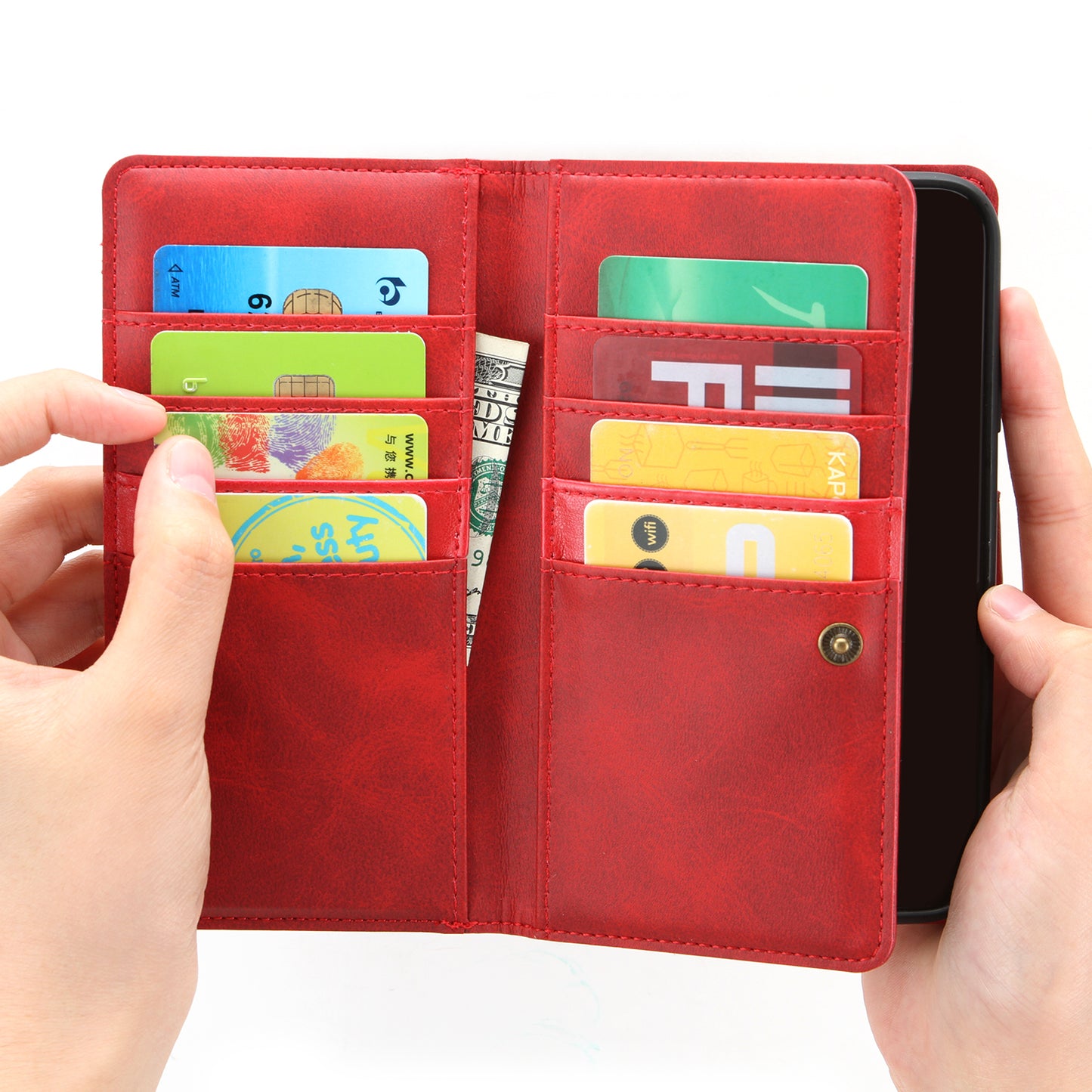 Multiple Card Slots Leather Phone Case for Samsung Galaxy S20 4G/S20 5G - Red