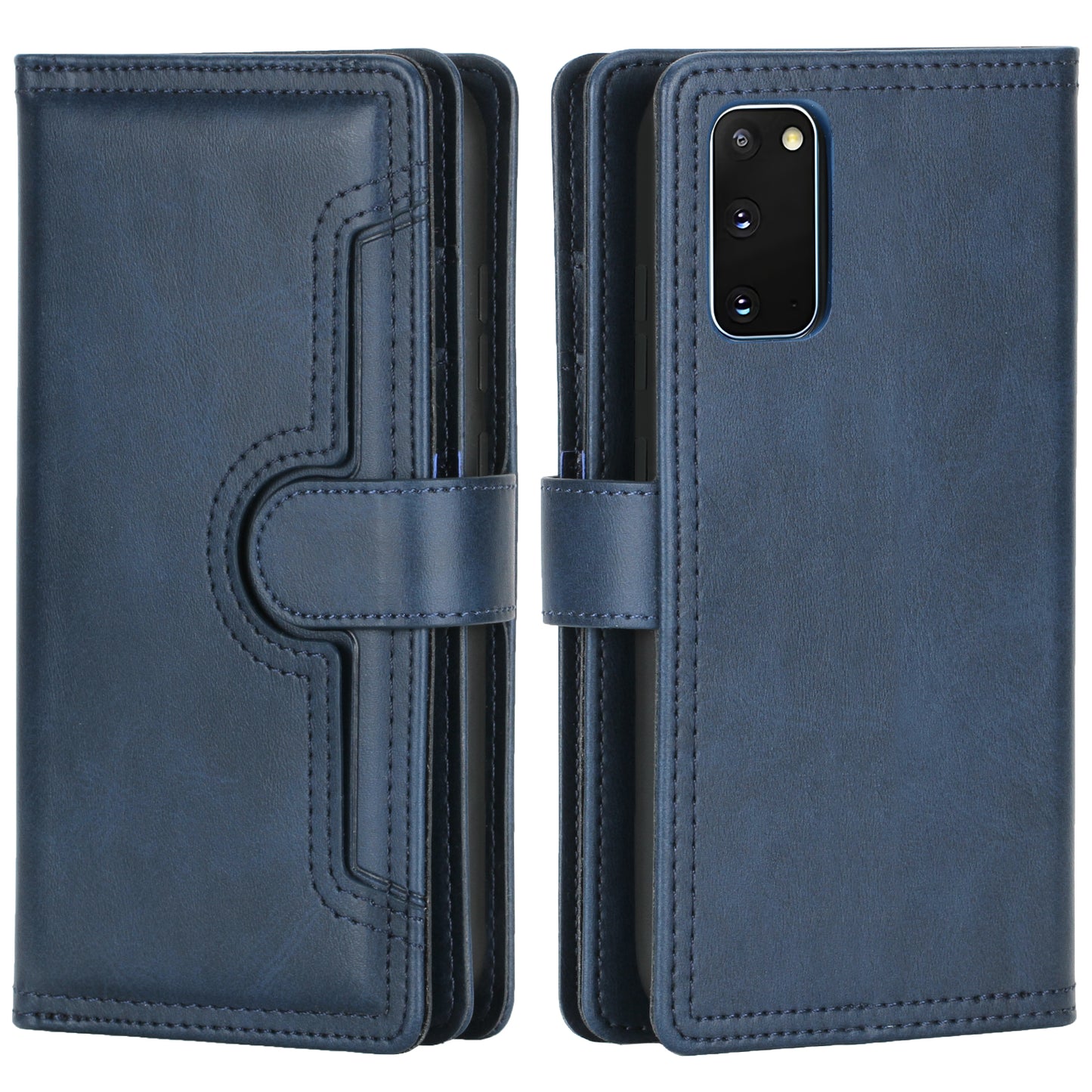 Multiple Card Slots Leather Phone Case for Samsung Galaxy S20 4G/S20 5G - Blue