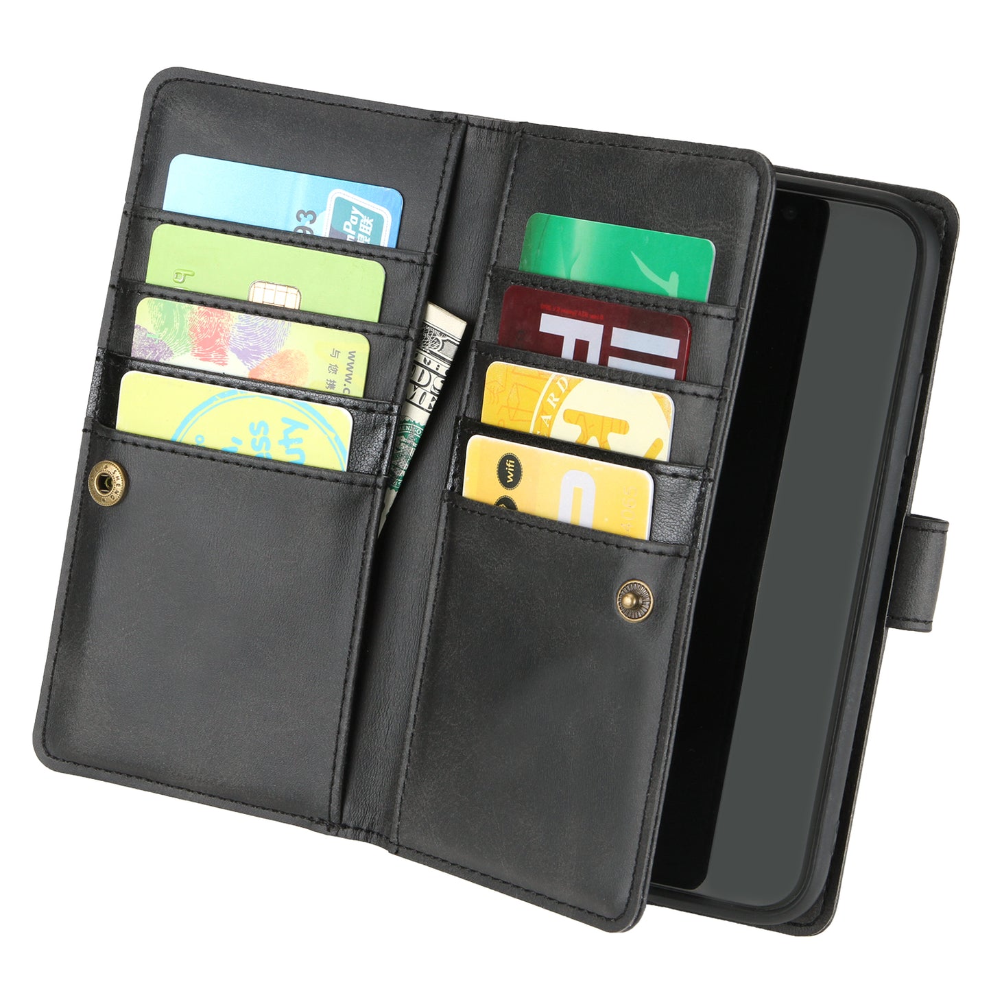 Multiple Card Slots Leather Shell Case Cover for Samsung Galaxy S20 Ultra - Black
