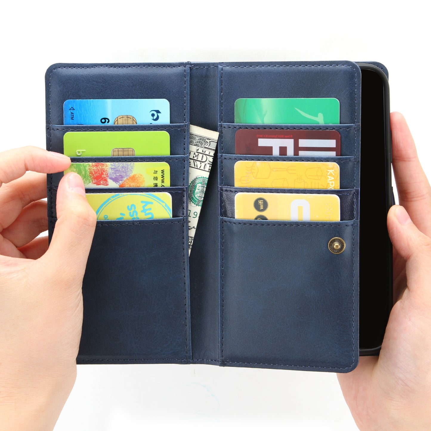 Multiple Card Slots Leather Shell Case Cover for Samsung Galaxy S20 Ultra - Blue