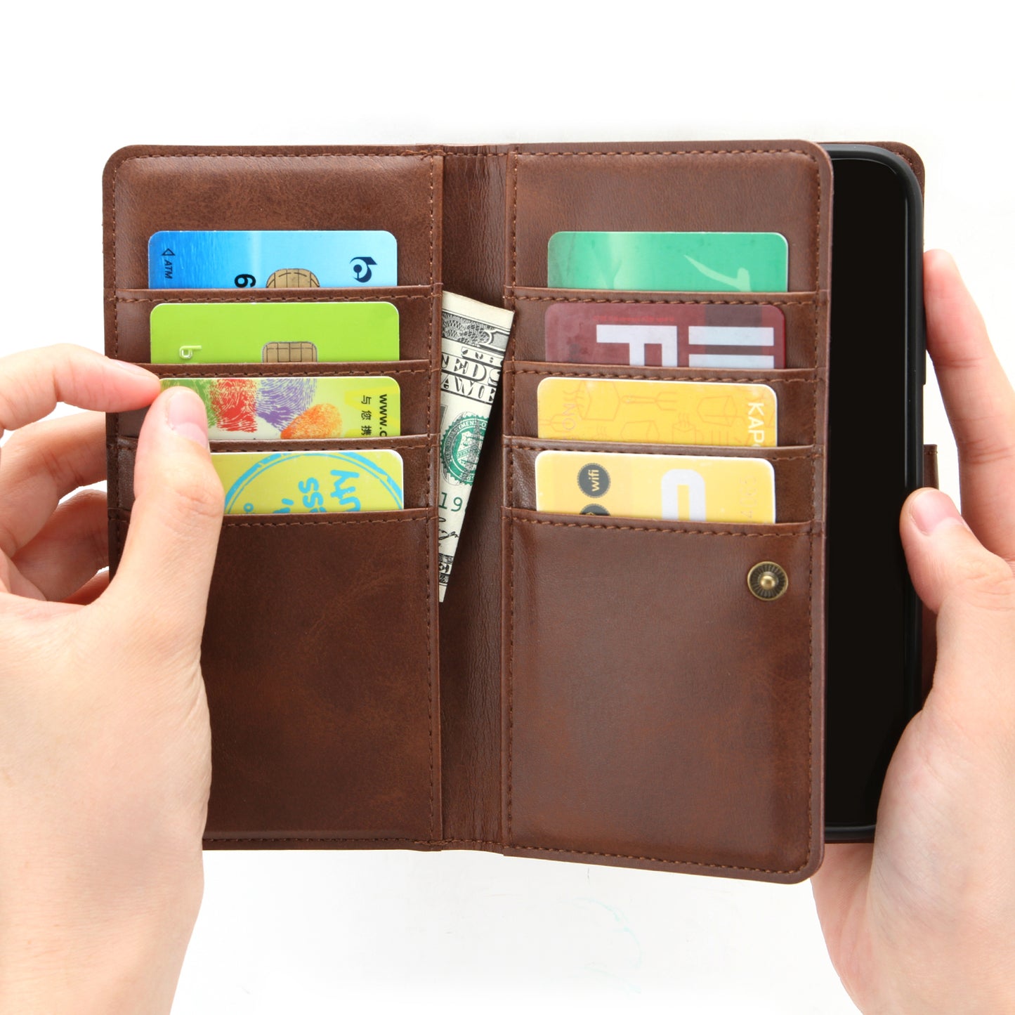 Multiple Card Slots Leather Shell Case Cover for Samsung Galaxy S20 Ultra - Coffee
