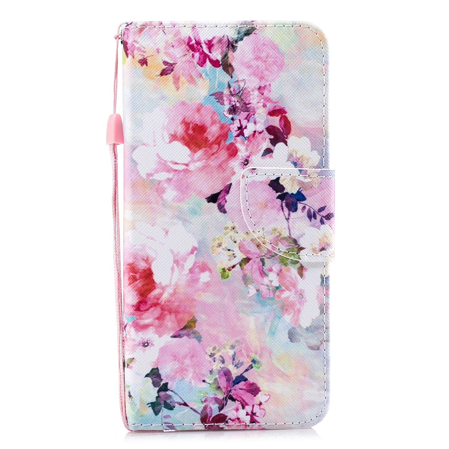 Cross Texture Pattern Printing Leather Wallet Phone Casing for Samsung Galaxy S20 Plus - Fresh Flower