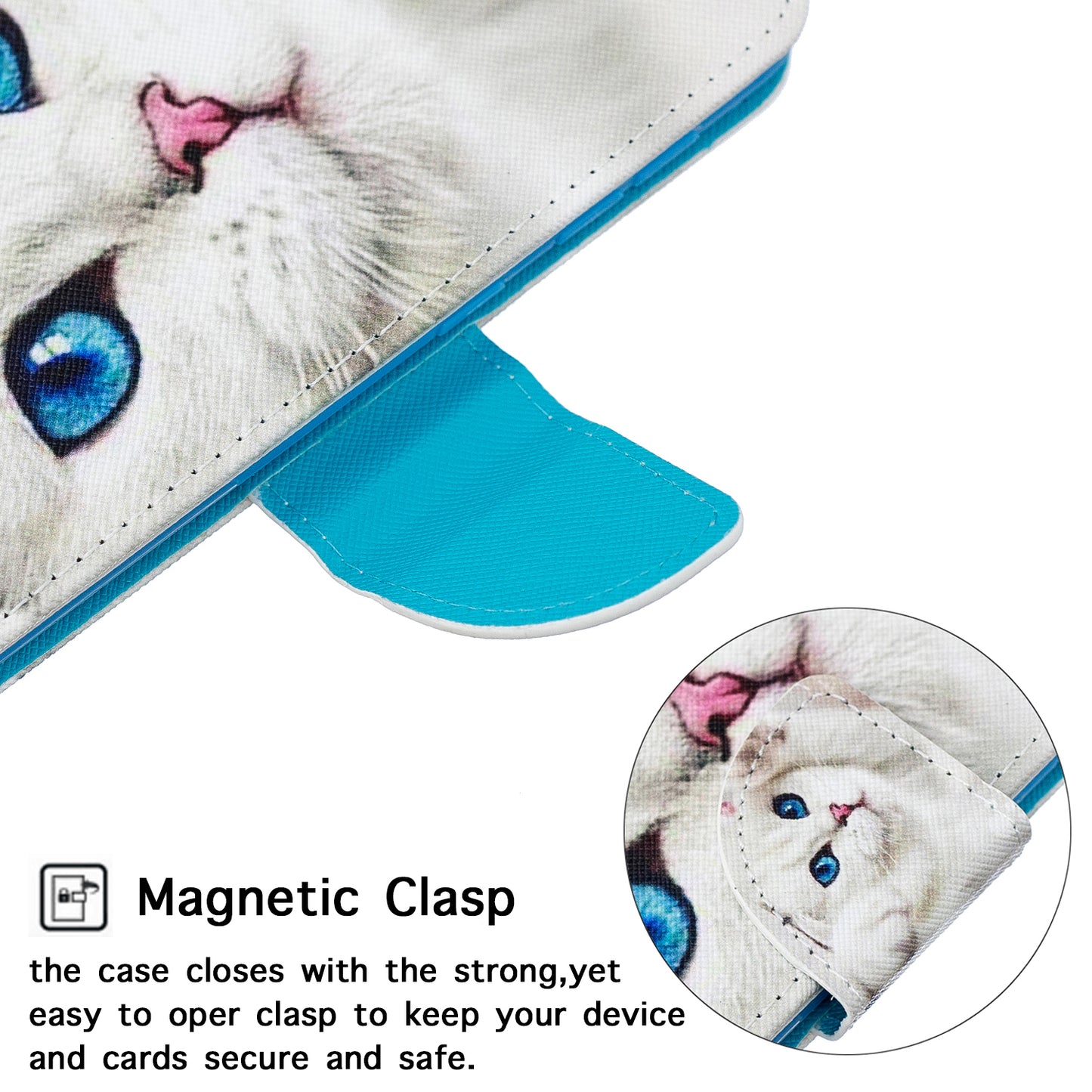 Cross Texture Pattern Printing Leather Wallet Phone Casing for Samsung Galaxy S20 Plus - White Cat
