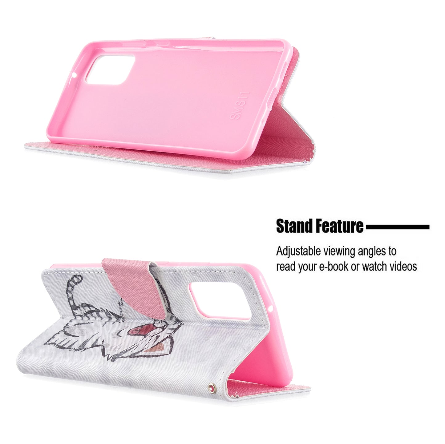 Cross Texture Pattern Printing Leather Wallet Phone Casing for Samsung Galaxy S20 Plus - Cute Cat