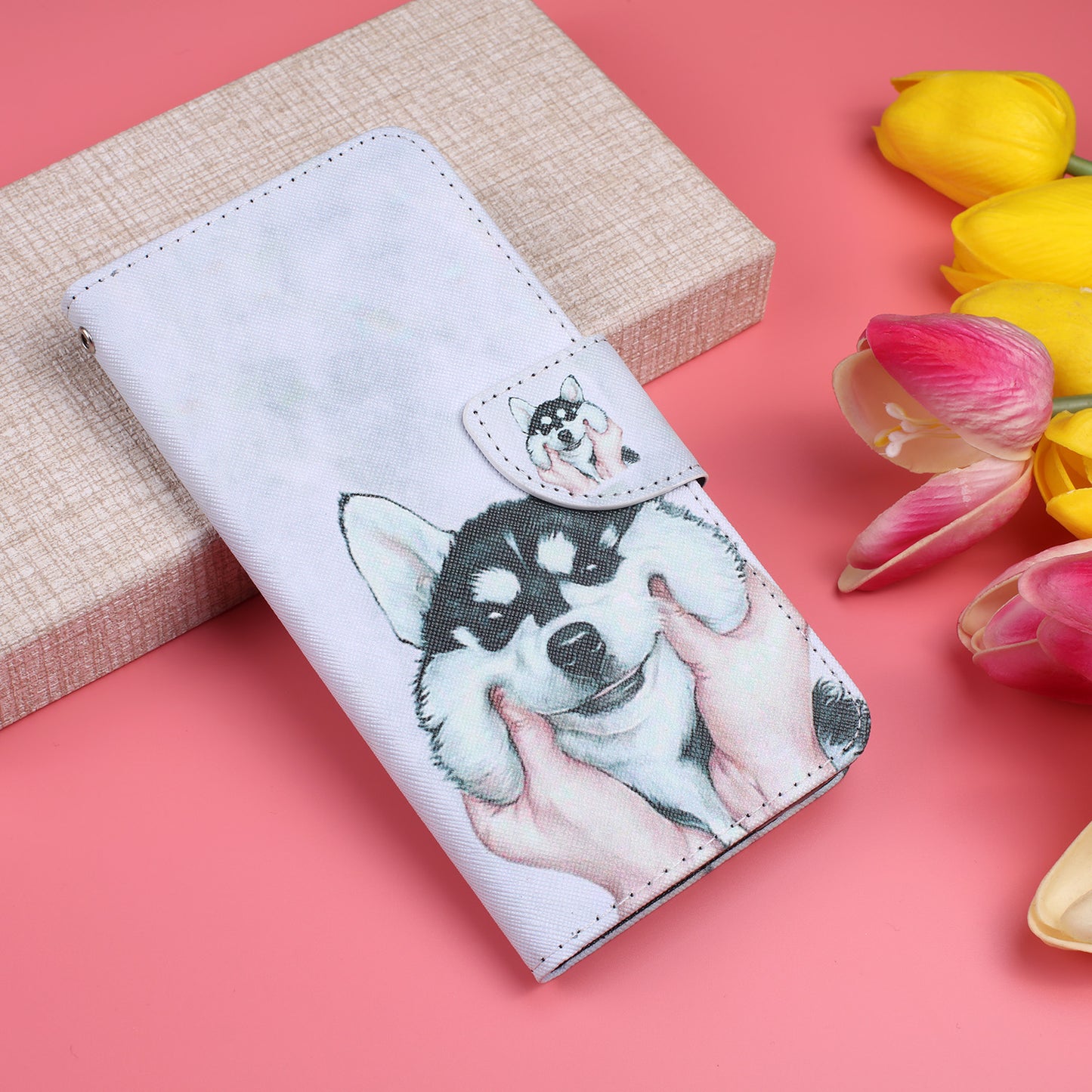 Cross Texture Pattern Printing Leather Wallet Phone Casing for Samsung Galaxy S20 Plus - Dog