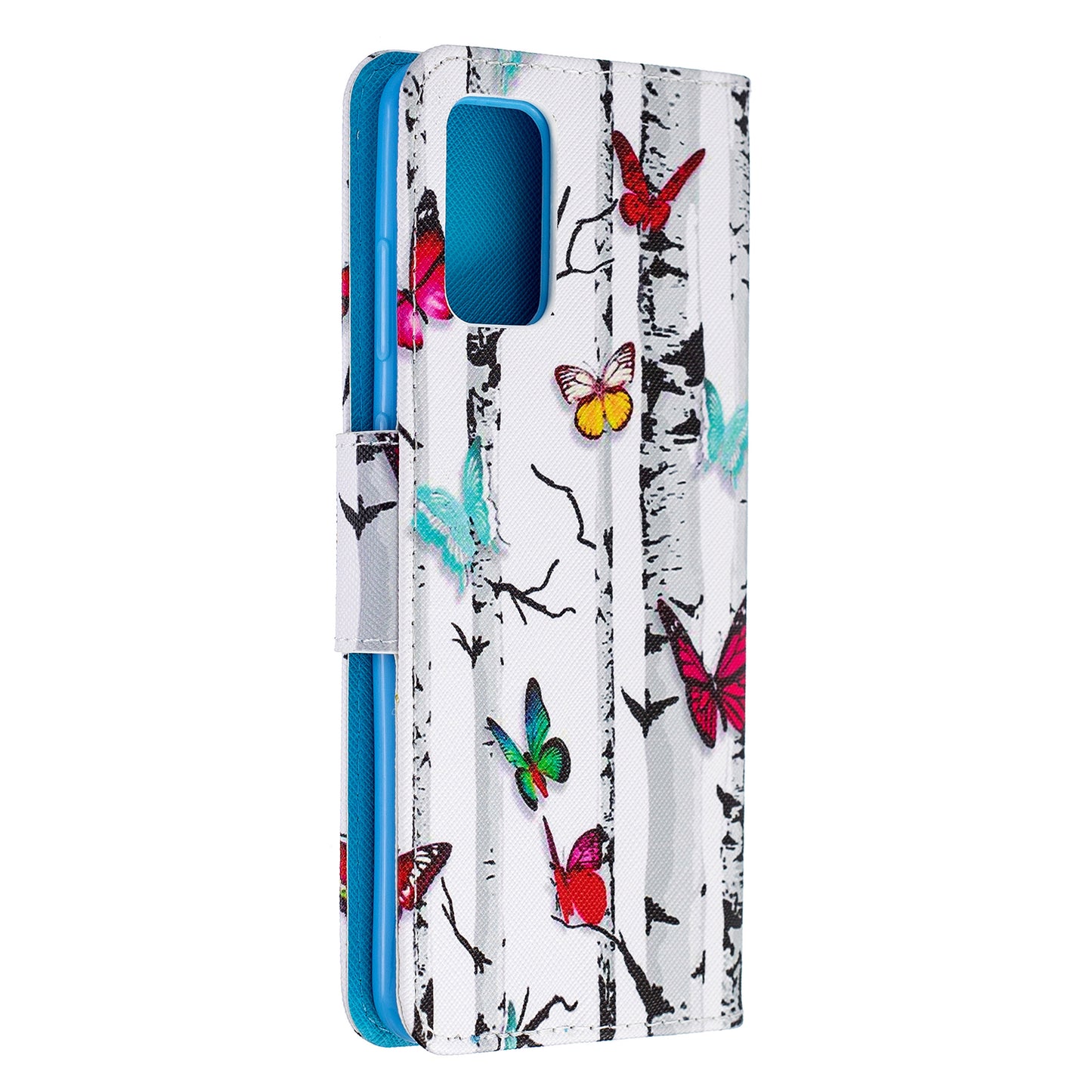 Cross Texture Pattern Printing Leather Wallet Phone Casing for Samsung Galaxy S20 Plus - Colorful Butterflies
