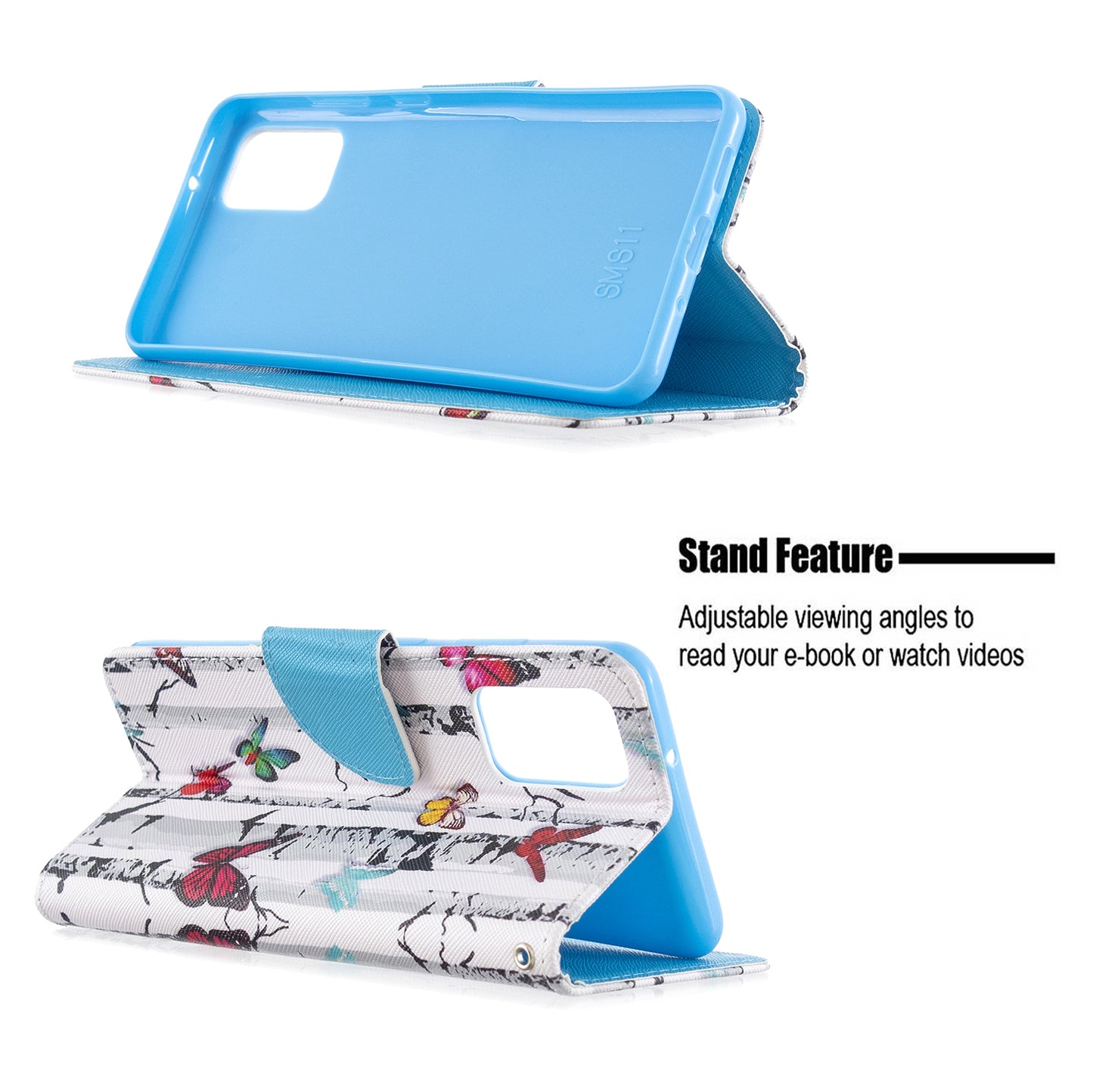 Cross Texture Pattern Printing Leather Wallet Phone Casing for Samsung Galaxy S20 Plus - Colorful Butterflies
