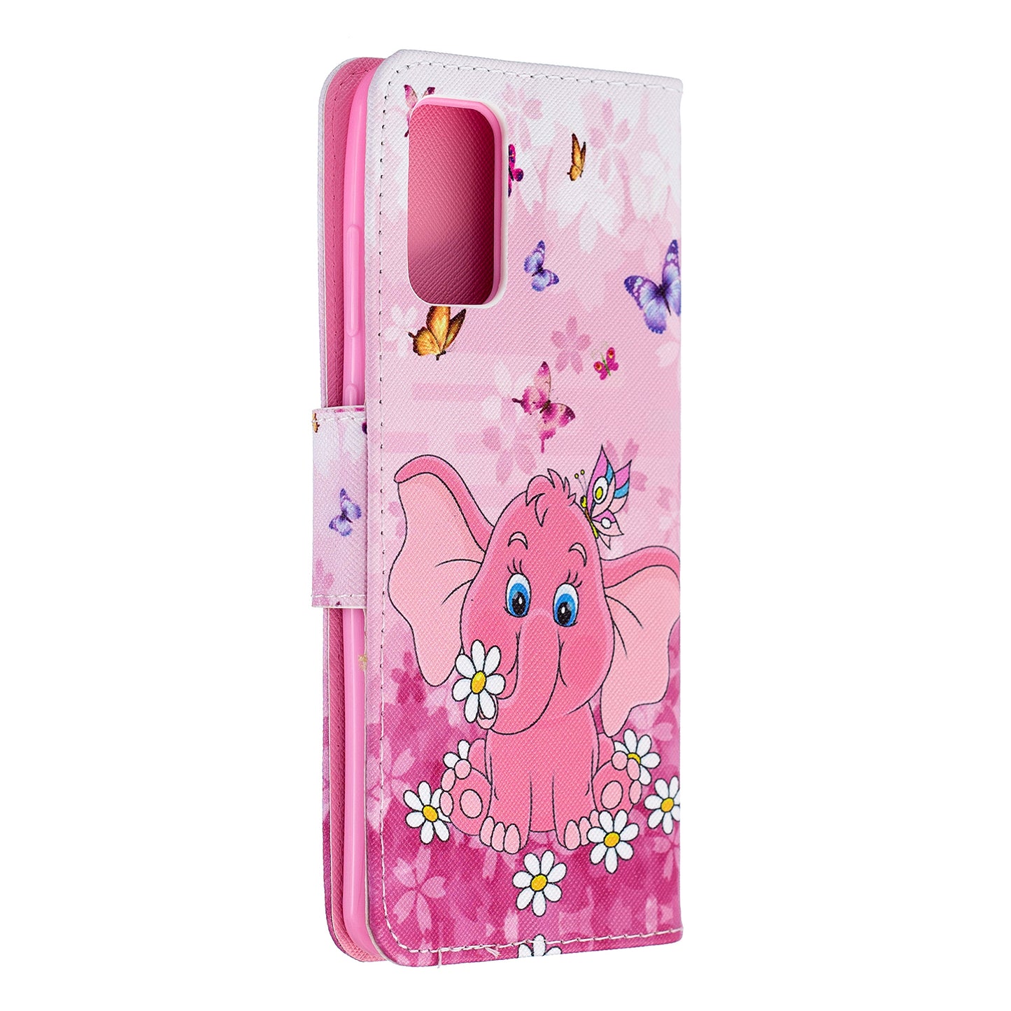 Cross Texture Pattern Printing Leather Wallet Phone Casing for Samsung Galaxy S20 Plus - Elephant