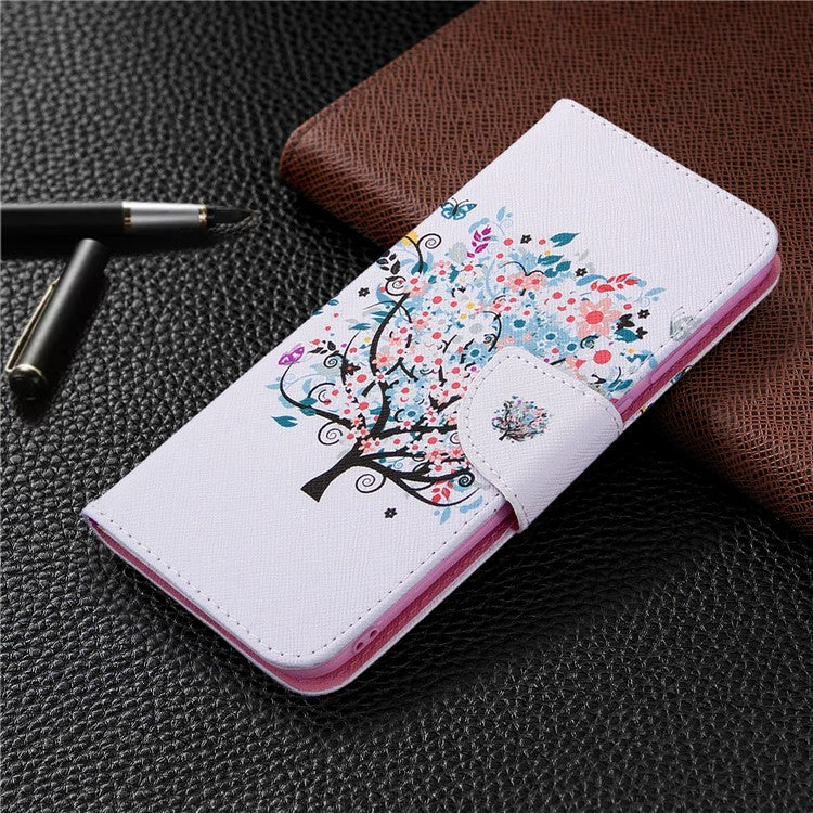 Pattern Printing Stand Leather Wallet Cover for Samsung Galaxy A11 (EU Version)/M11 - Flowered Tree