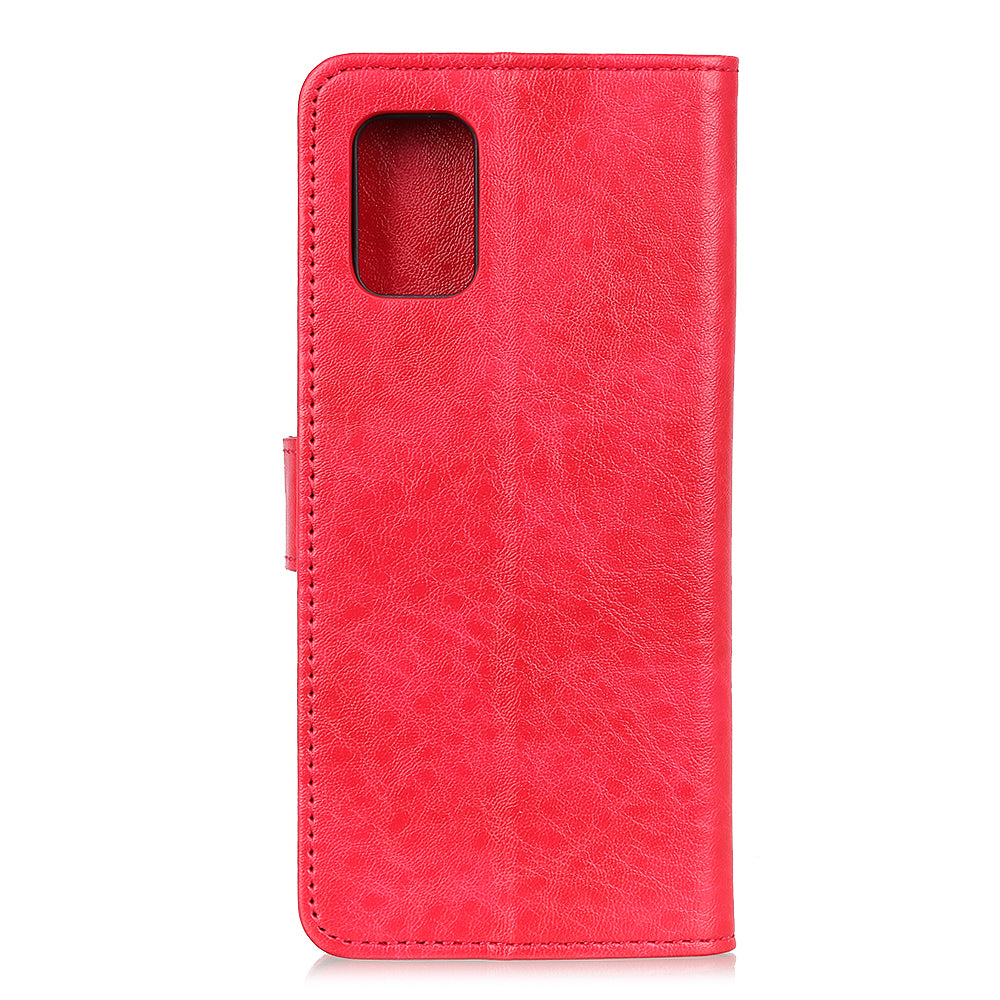 Crazy Horse Skin Leather Phone Case for Samsung Galaxy S20 Plus - Red
