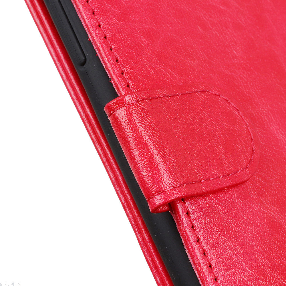 Crazy Horse Skin Leather Phone Case for Samsung Galaxy S20 Plus - Red