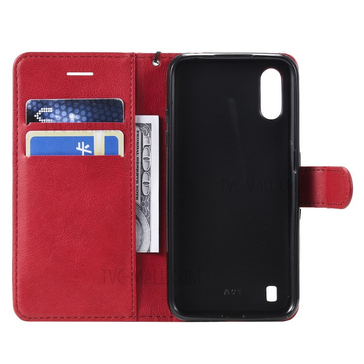 KT Leather Series-2 Wallet Leather Stand Phone Case for Samsung Galaxy A01 - Red
