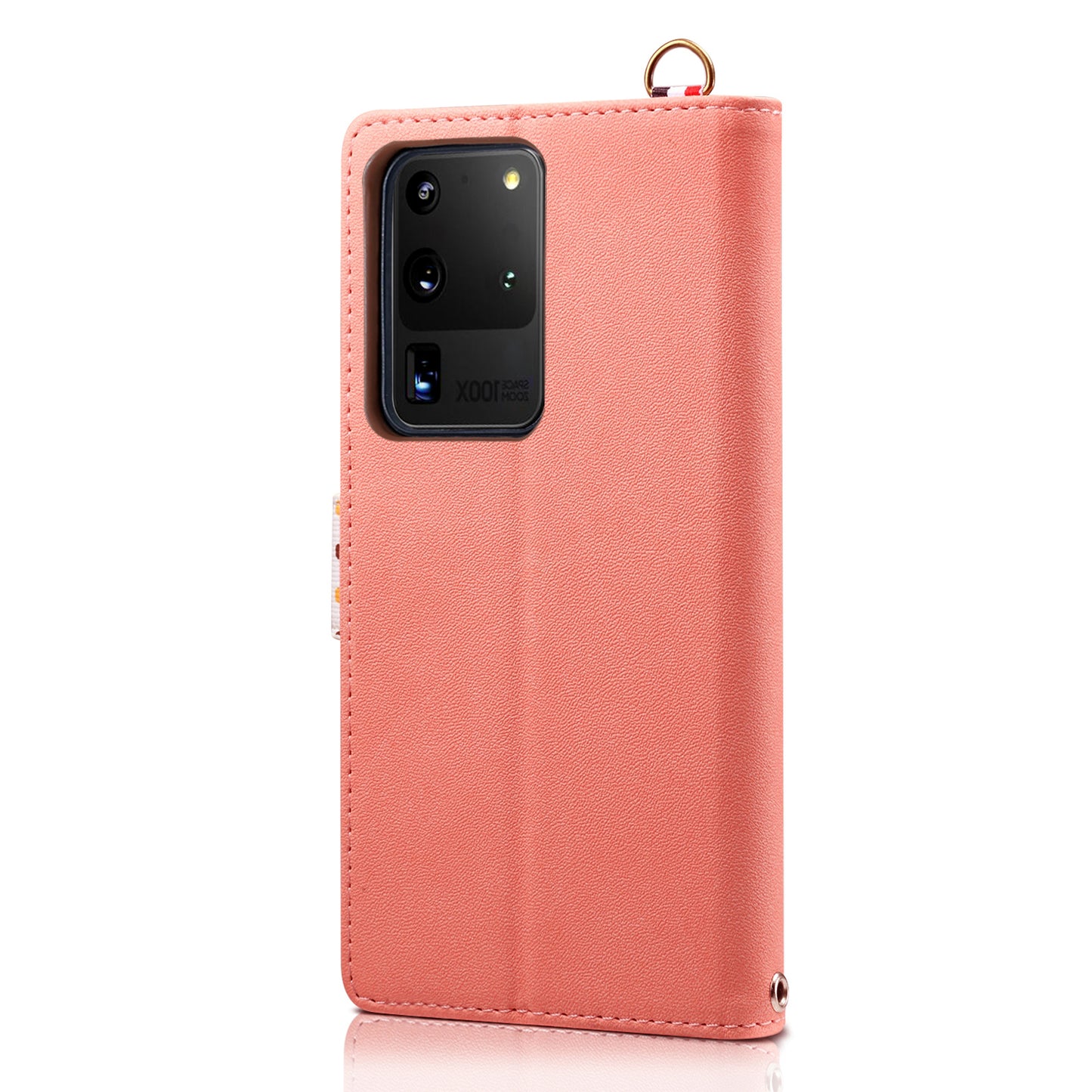 Polk Dots Style Wallet Stand Flip Leather Phone Shell for Samsung Galaxy S20 Ultra - Orange