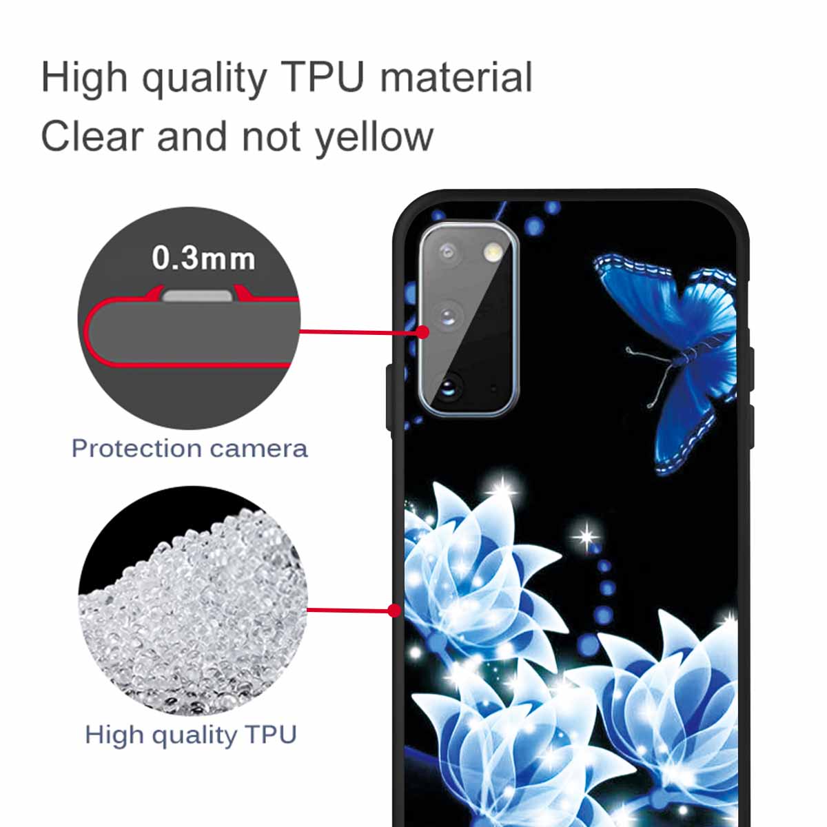 Matte Pattern Printing TPU Phone Cover for Samsung Galaxy S20 4G/S20 5G- White Flower