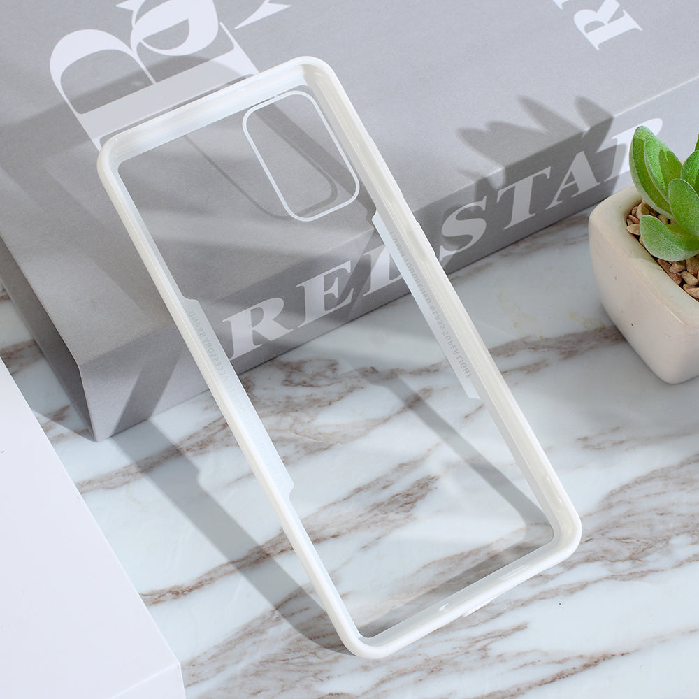 Protective Clear PC Back + Silicone Frame Phone Cover for Samsung Galaxy S20 Plus/S20 Plus 5G  - White