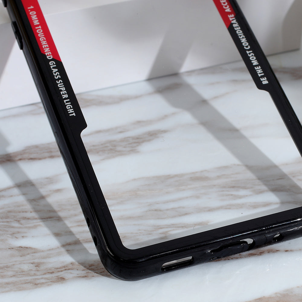 Protective Clear PC Back + Silicone Frame Phone Cover for Samsung Galaxy S20 Plus/S20 Plus 5G  - Red / Black