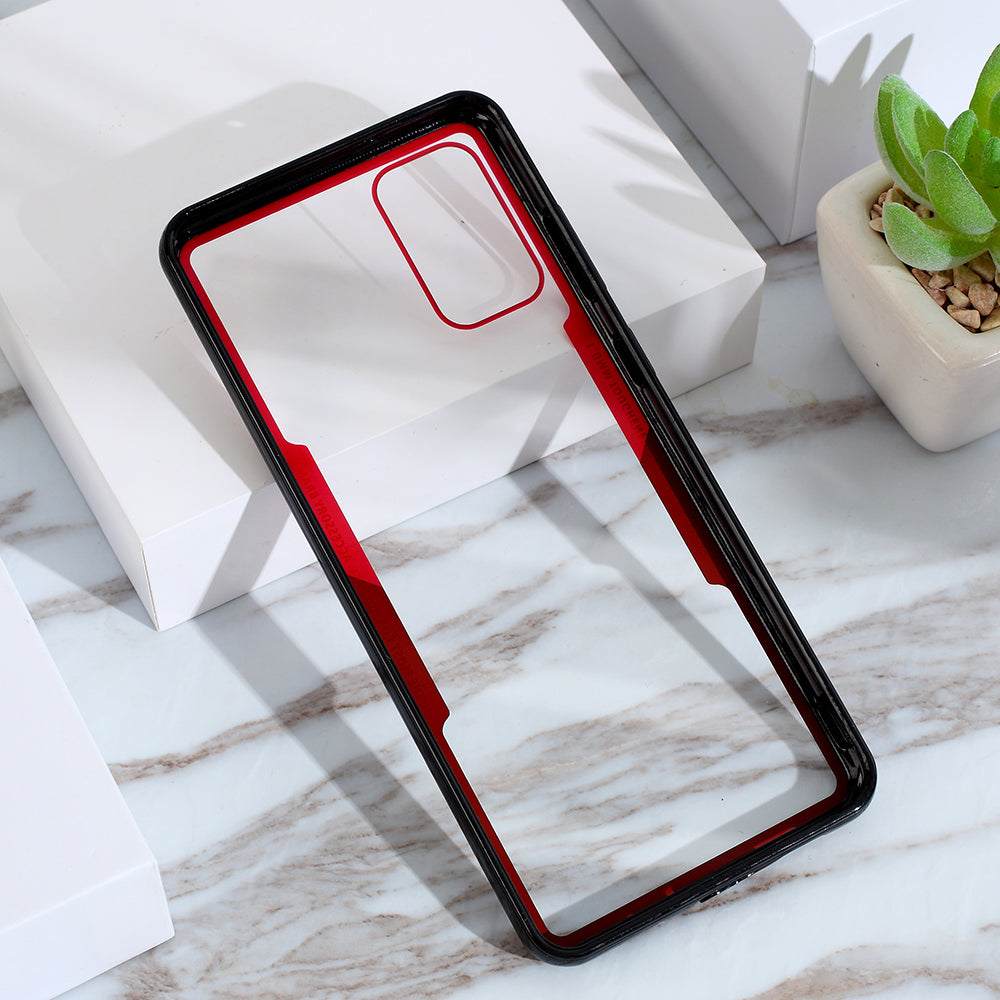 Protective Clear PC Back + Silicone Frame Phone Cover for Samsung Galaxy S20 Plus/S20 Plus 5G  - Red / Black