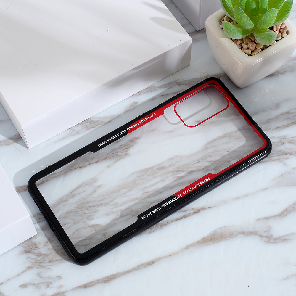 Protective Clear PC Back + Silicone Frame Phone Cover for Samsung Galaxy S20 Plus/S20 Plus 5G  - Red / Black