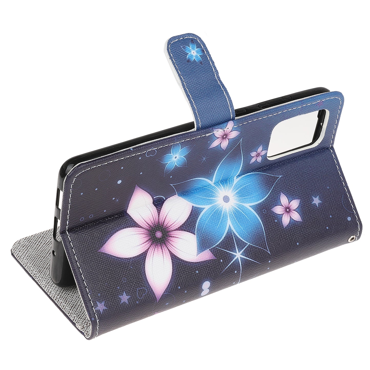 Pattern Printing Cross Texture Leather Wallet Phone Shell with Strap for Samsung Galaxy S20 Plus - Flower