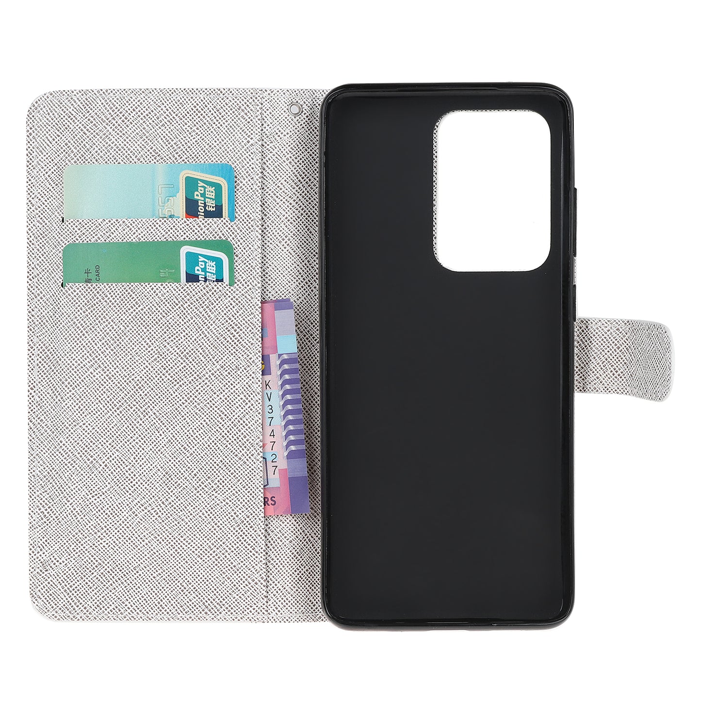 Cross Texture Pattern Printing Leather Wallet Cover with Strap for Samsung Galaxy S20 Ultra - Feather