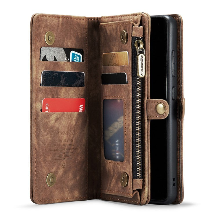 CASEME 008 Series 2-in-1 Multi-slot Wallet Case for Samsung Galaxy A51 SM-A515 Vintage PU Leather Phone Cover - Brown