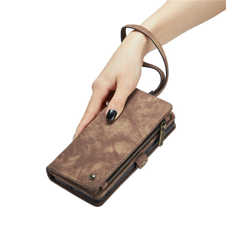 CASEME 008 Series 2-in-1 Multi-slot Wallet Case for Samsung Galaxy A51 SM-A515 Vintage PU Leather Phone Cover - Brown