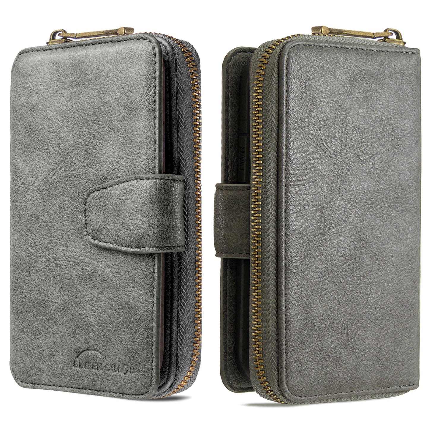 BF001 Detachable 2-in-1 Leather Cover Zipper Wallet Phone Case for Samsung Galaxy S20 4G/S20 5G - Grey