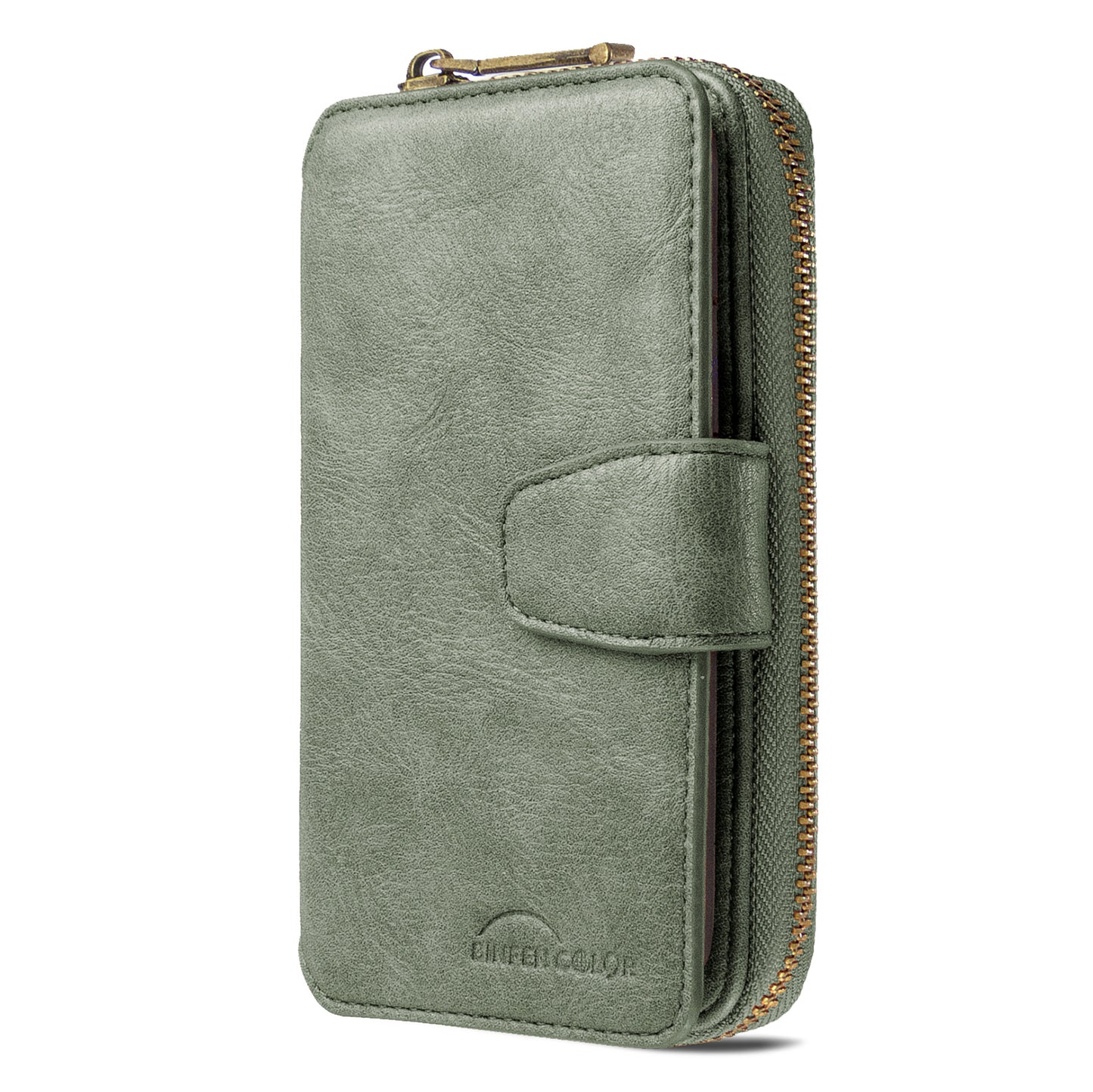 BF001 Detachable 2-in-1 Leather Cover Zipper Wallet Phone Case for Samsung Galaxy S20 4G/S20 5G - Green