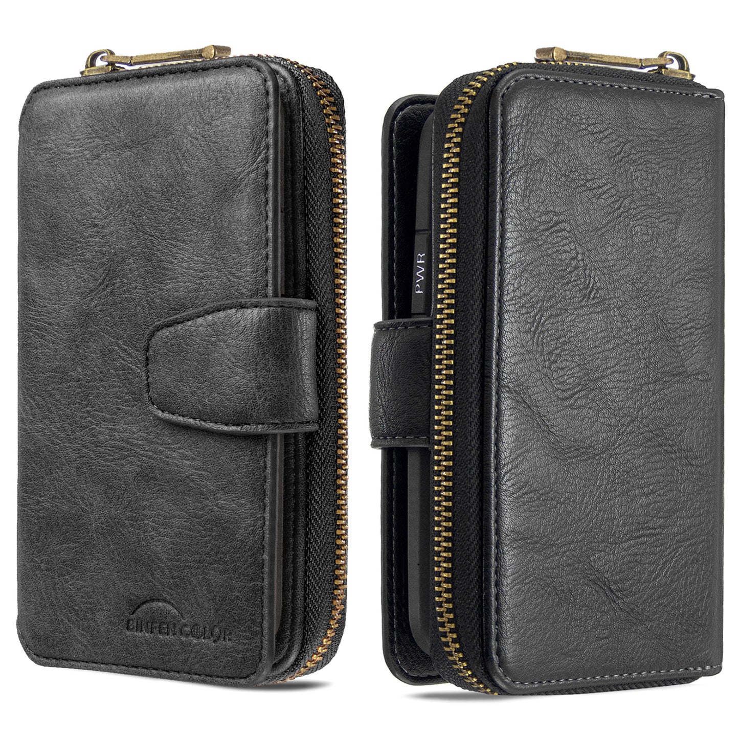 BF001 Zipper Wallet Leather Phone Case Cover Shell for Samsung Galaxy S20 Plus - Black
