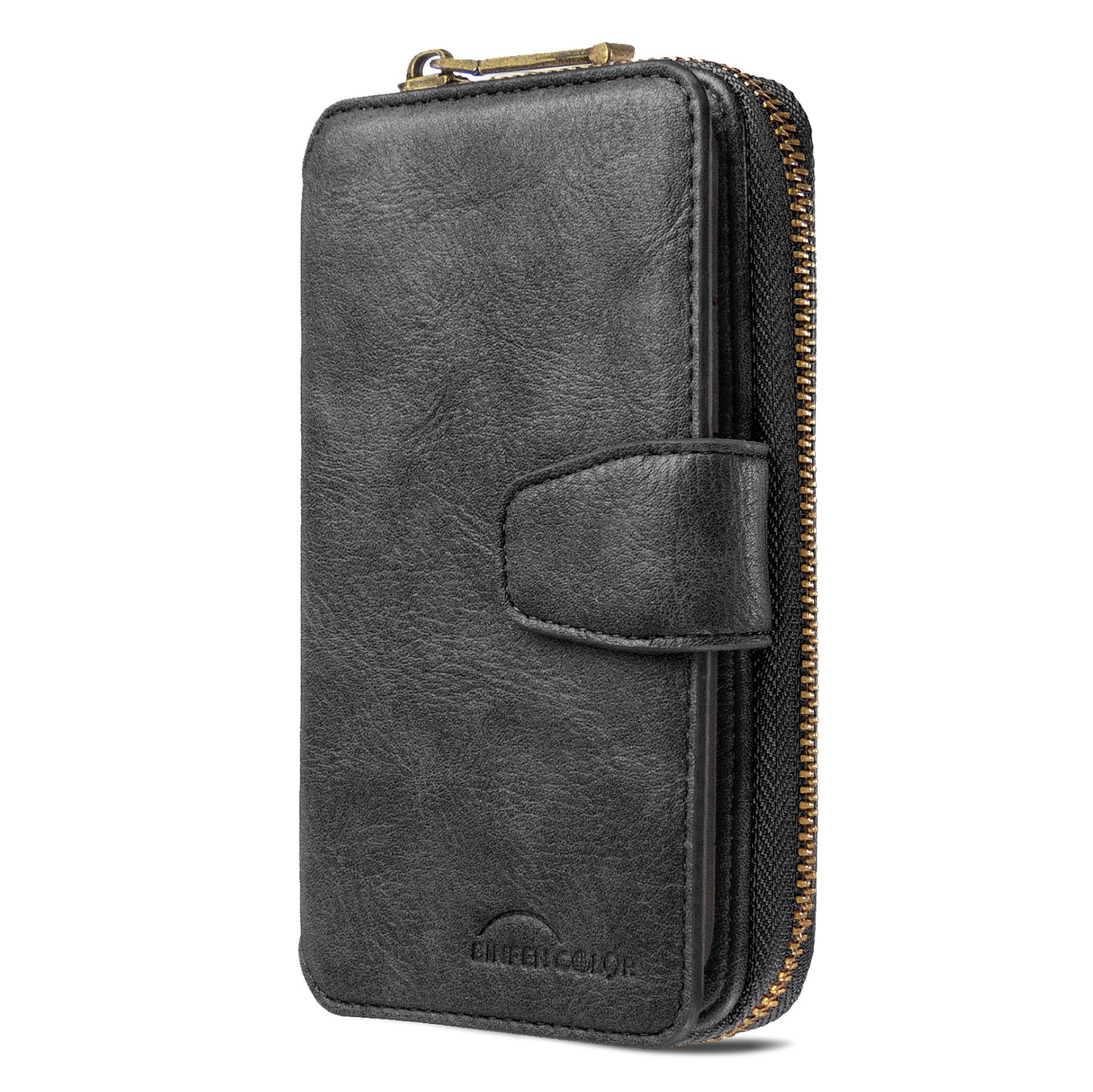 BF001 Zipper Wallet Leather Phone Case Cover Shell for Samsung Galaxy S20 Plus - Black
