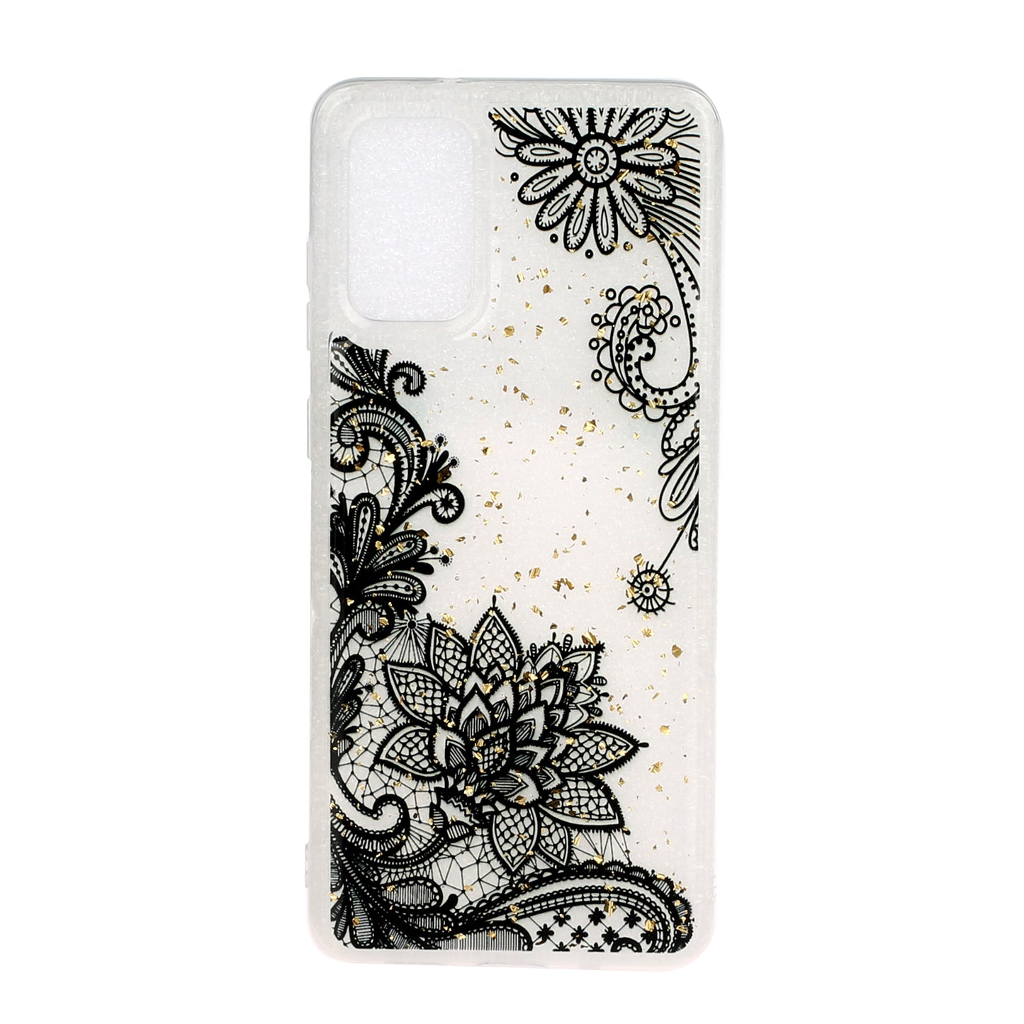 Glitter Sequins Stylish TPU Phone Shell for Samsung Galaxy S20 Ultra - Black Lace