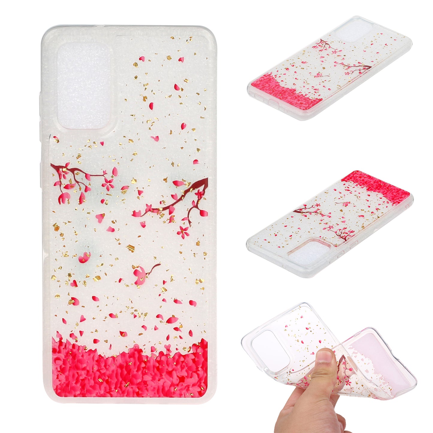 Glitter Sequins Stylish TPU Phone Shell for Samsung Galaxy S20 Ultra - Falling Flowers
