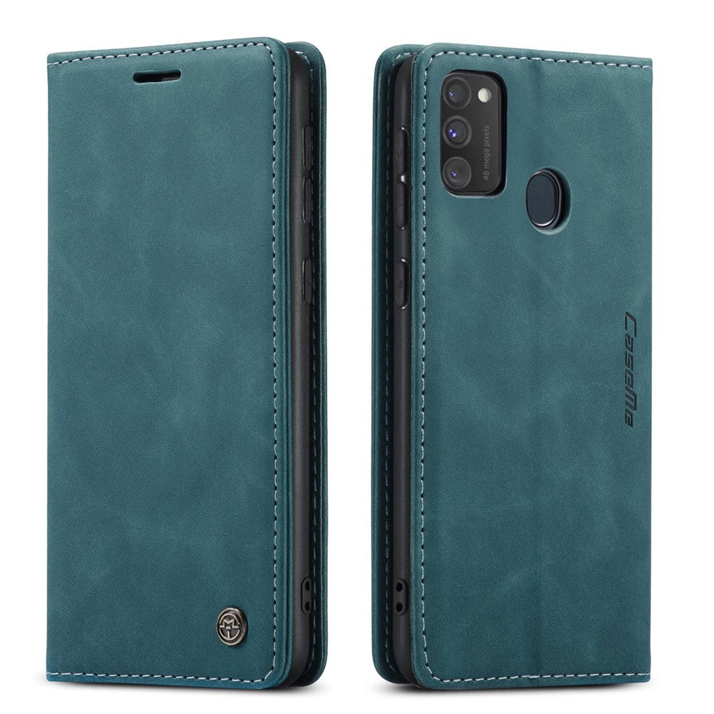 CASEME 013 Series Auto-absorbed Leather with Wallet Shell for Samsung Galaxy M30s/M21 - Blue