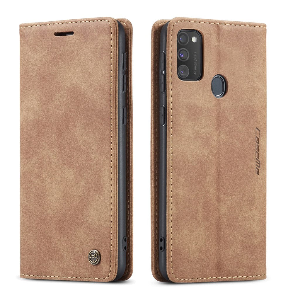 CASEME 013 Series Auto-absorbed Leather with Wallet Shell for Samsung Galaxy M30s/M21 - Brown