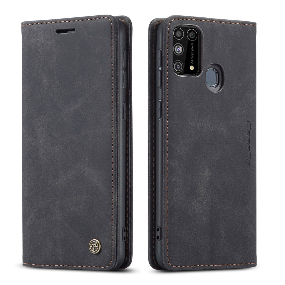 CASEME 013 Series Auto-absorbed Leather Shell for Samsung Galaxy M31 - Black