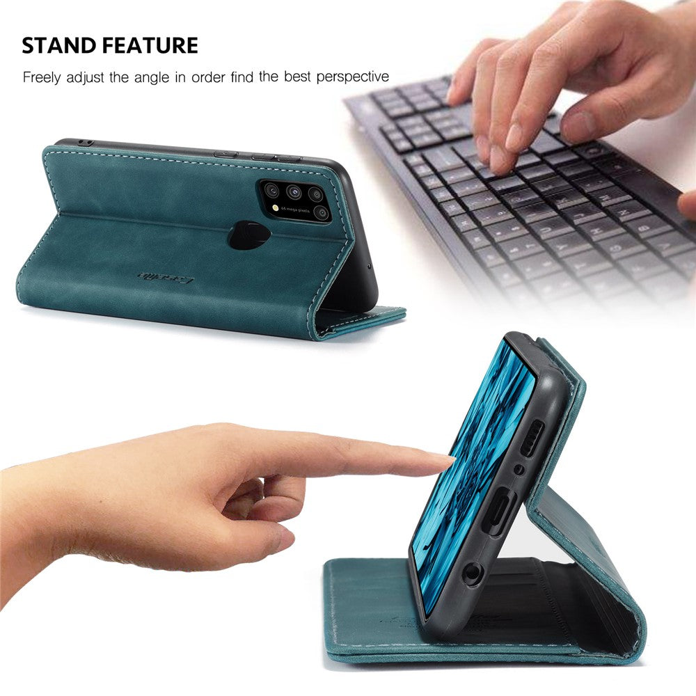 CASEME 013 Series Auto-absorbed Leather Shell for Samsung Galaxy M31 - Green
