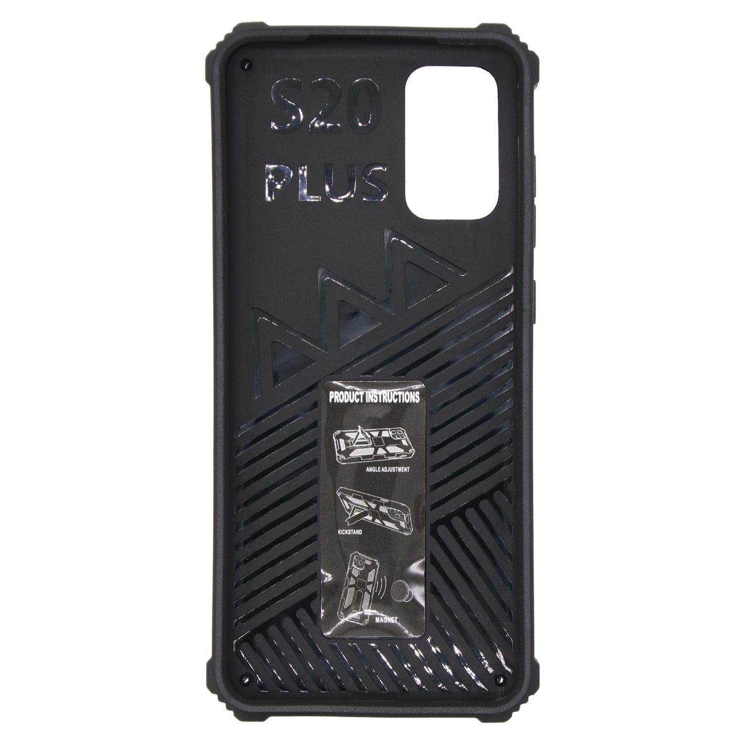 Kickstand Armor Dropproof PC TPU Combo Case with Magnetic Metal Sheet for Samsung Galaxy S20 Plus/S20 Plus 5G - Black