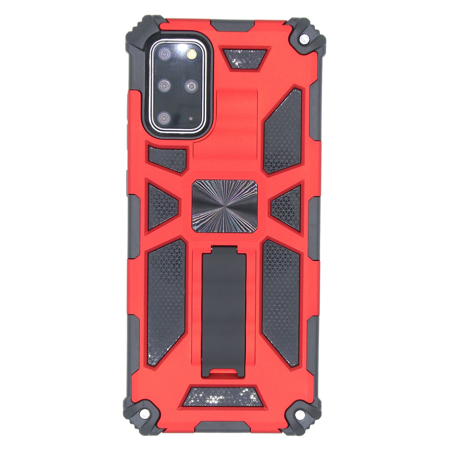 Kickstand Armor Dropproof PC TPU Combo Case with Magnetic Metal Sheet for Samsung Galaxy S20 Plus/S20 Plus 5G - Red