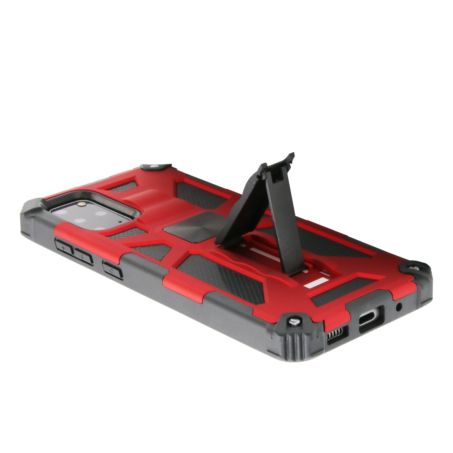 Kickstand Armor Dropproof PC TPU Combo Case with Magnetic Metal Sheet for Samsung Galaxy S20 Plus/S20 Plus 5G - Red