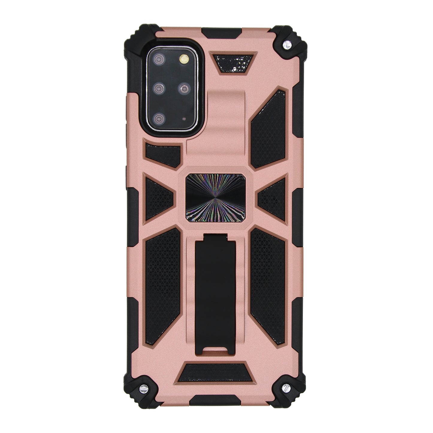 Kickstand Armor Dropproof PC TPU Combo Case with Magnetic Metal Sheet for Samsung Galaxy S20 Plus/S20 Plus 5G - Rose Gold