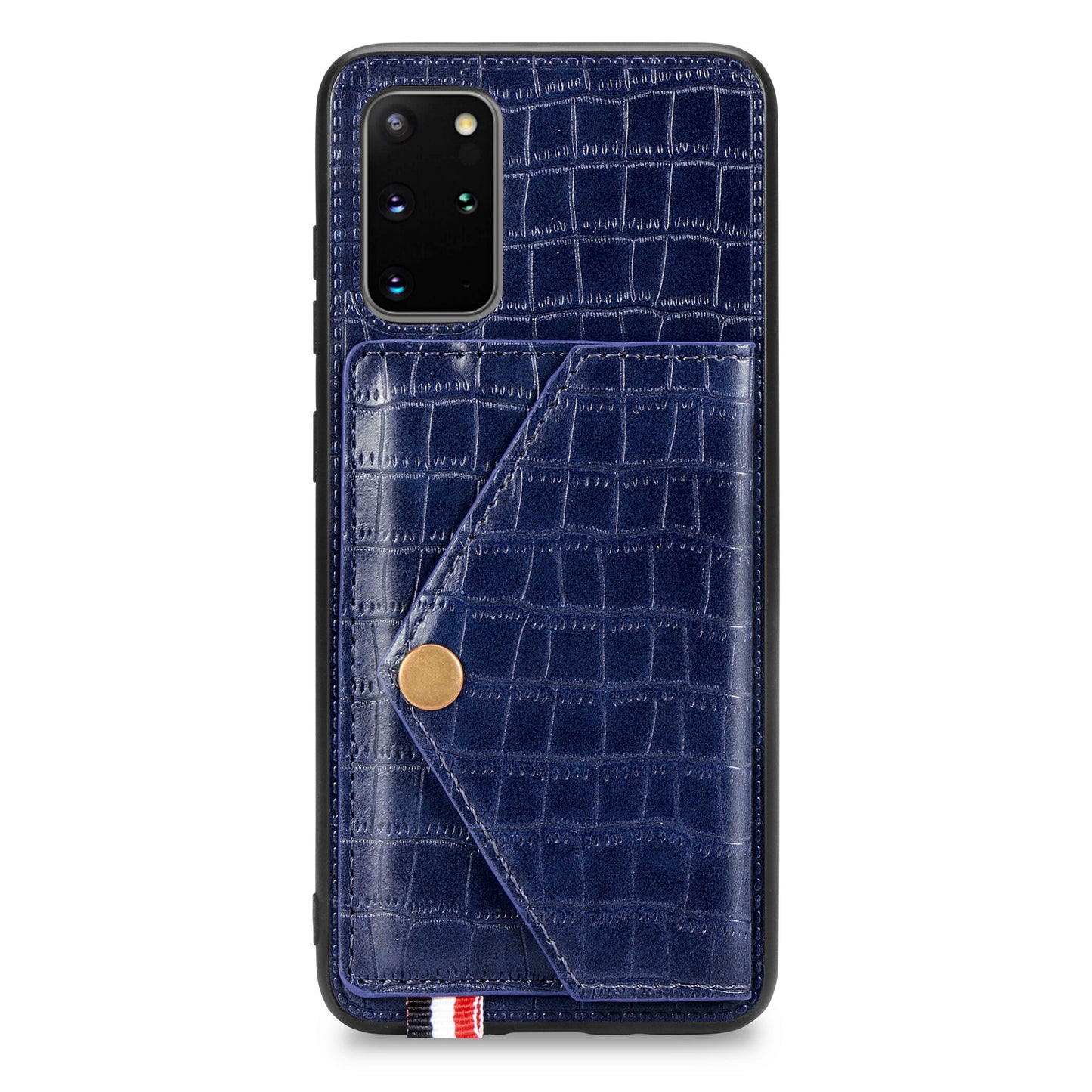 Crocodile Skin with Card Holder PU Leather Coated TPU Case for Samsung Galaxy S20 Plus - Blue