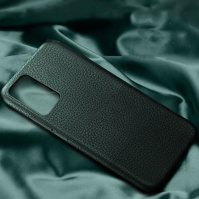 XOOMZ Litchi Grain Genuine Leather Shell Phone Case for Samsung Galaxy S20 Plus/S20 Plus 5G - Green