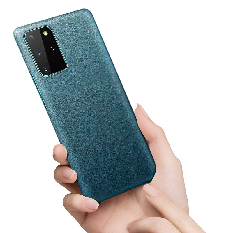 XOOMZ Nappa Texture Genuine Leather Phone Cover for Samsung Galaxy S20 Plus/S20 Plus 5G - Green
