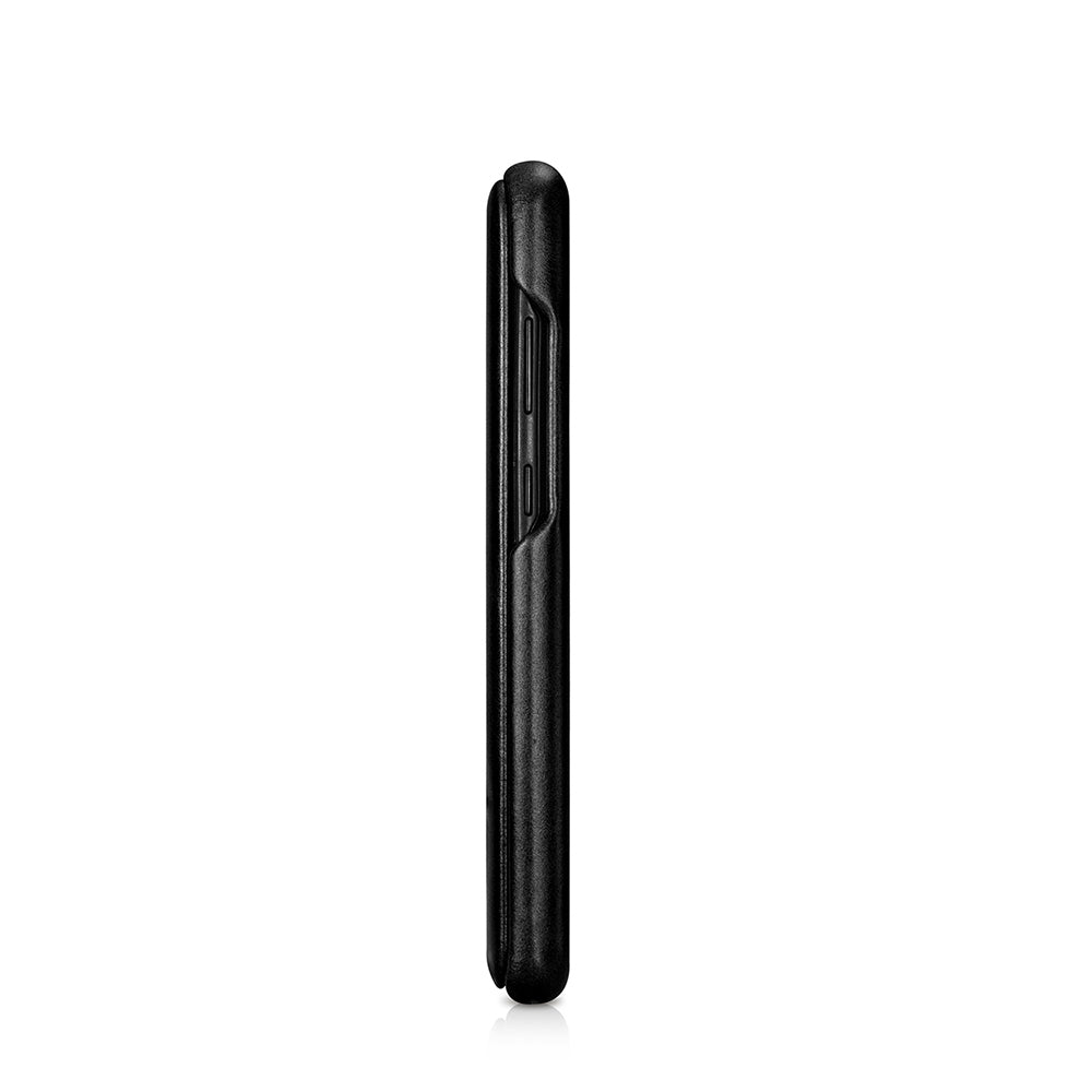 ICARER Curved Edge Retro Genuine Leather Shell for Samsung Galaxy S20 Ultra - Black