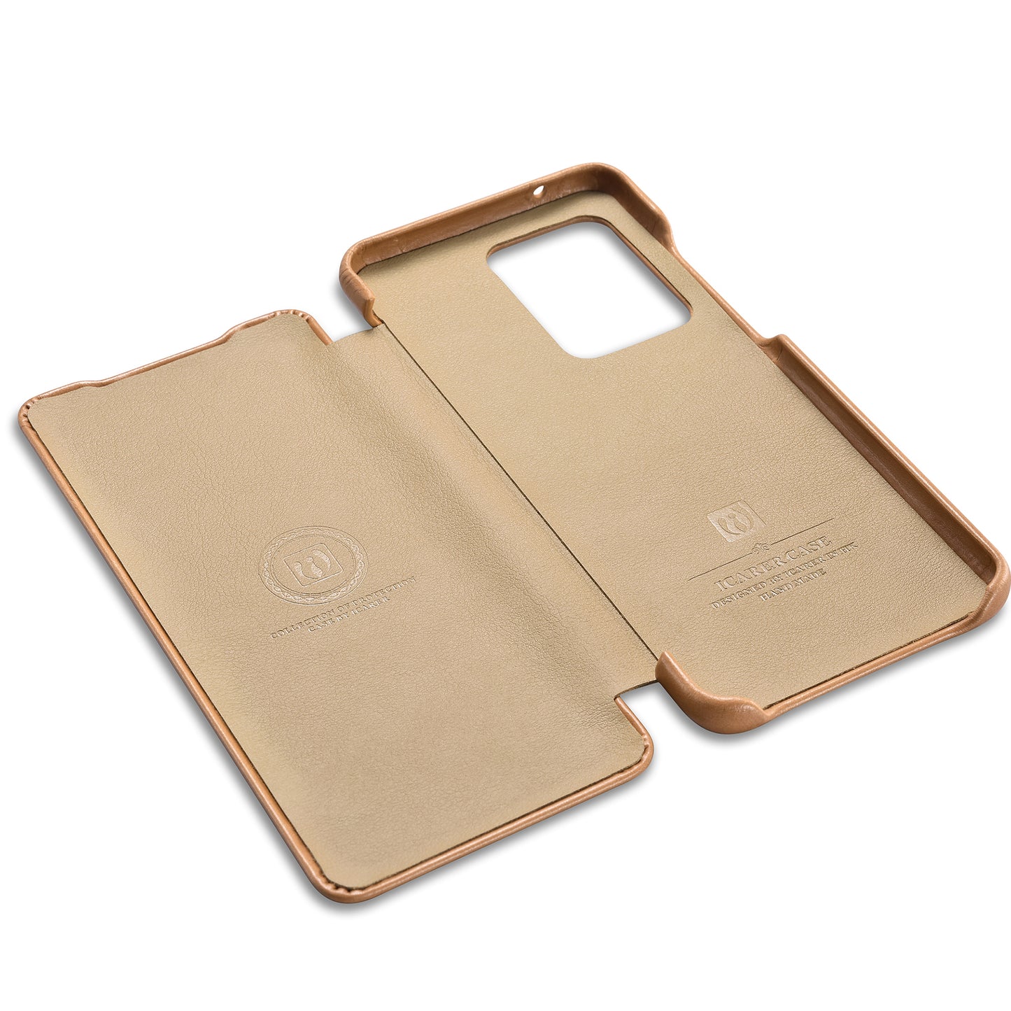 ICARER Curved Edge Retro Genuine Leather Shell for Samsung Galaxy S20 Ultra - Khaki