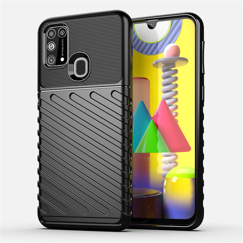 Thunder Series Twill Texture Soft TPU Phone Cover for Samsung Galaxy M31 / F41 / M31 Prime / M21s - Black
