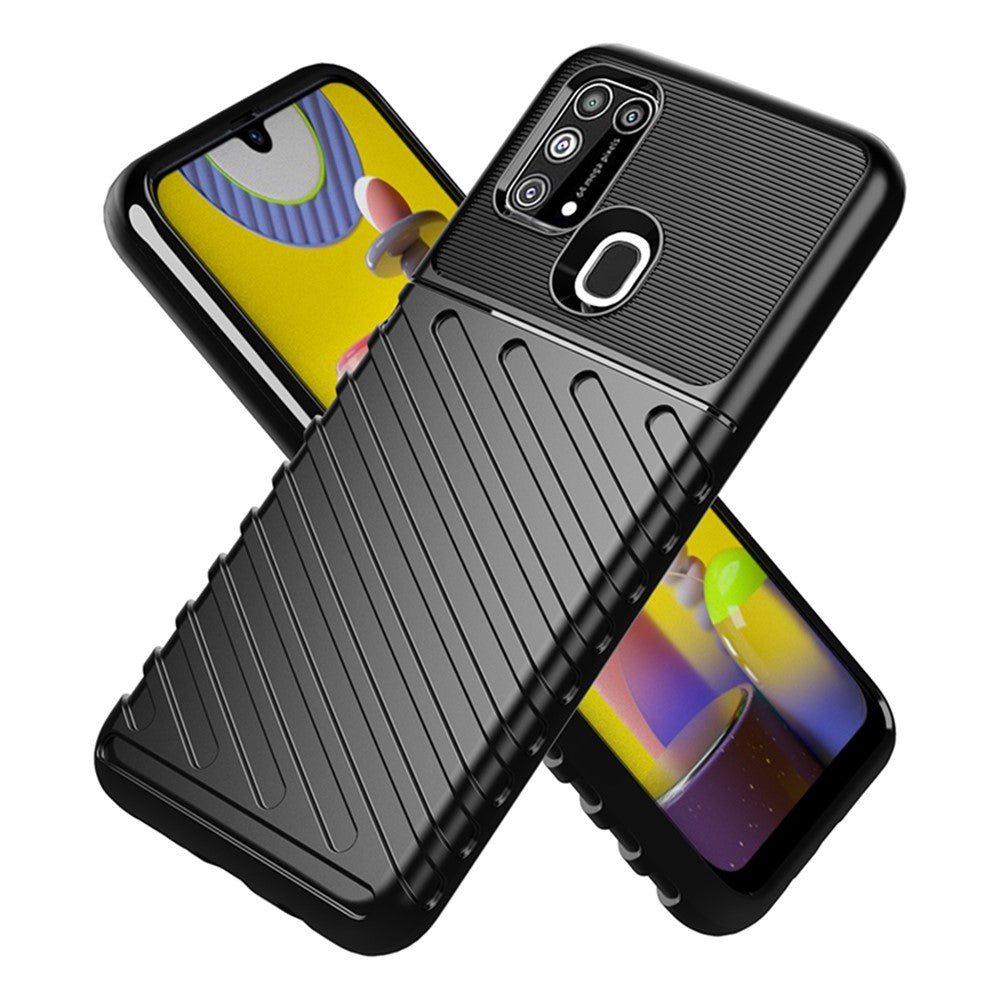 Thunder Series Twill Texture Soft TPU Phone Cover for Samsung Galaxy M31 / F41 / M31 Prime / M21s - Black