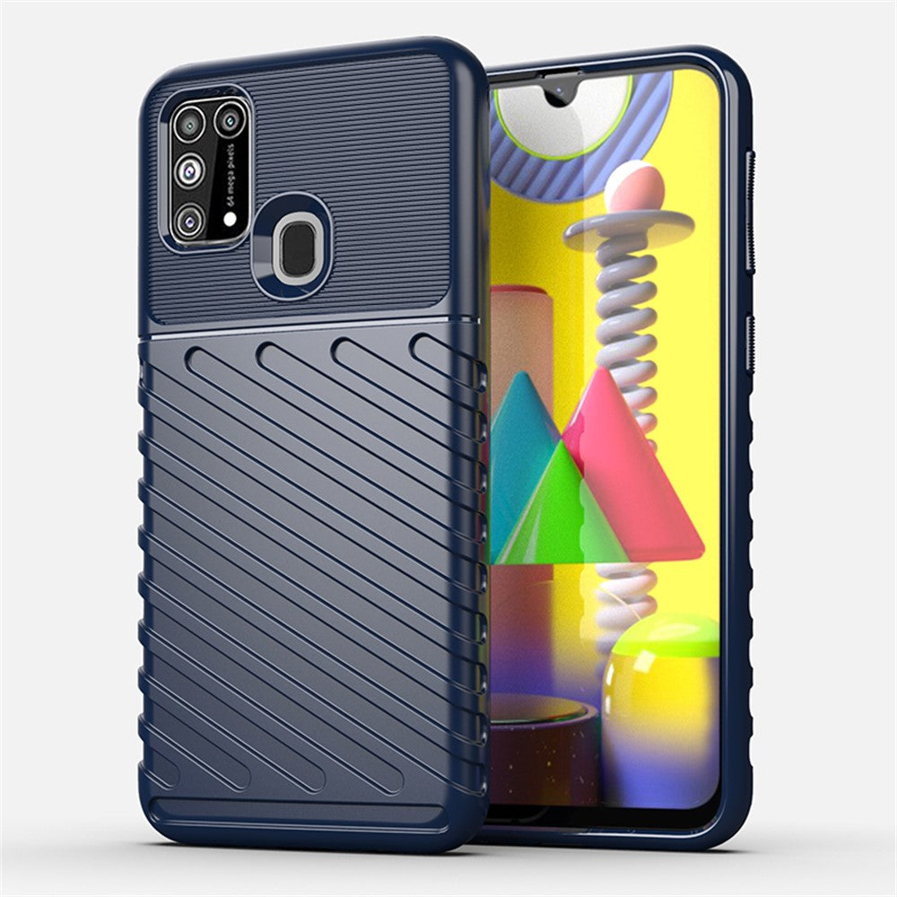 Thunder Series Twill Texture Soft TPU Phone Cover for Samsung Galaxy M31 / F41 / M31 Prime / M21s - Blue