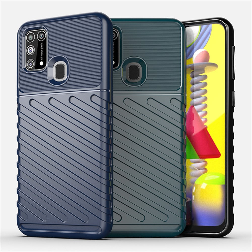 Thunder Series Twill Texture Soft TPU Phone Cover for Samsung Galaxy M31 / F41 / M31 Prime / M21s - Blue